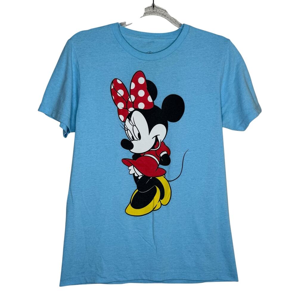 Disneyland Hong Kong‎ Minnie Mouse T Shirt Women Size S Blue Graphic Tee Kawaii